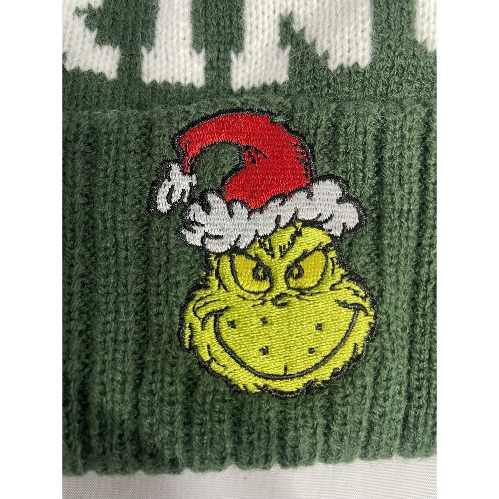 Grinch Beanie Pom Pom Hat Bioworld The Grinch Dr Seuss Christmas Holiday NEW NWT - Picture 2 of 7